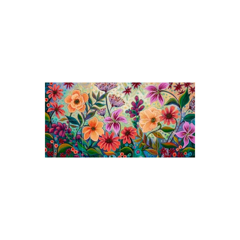Ceramic Backsplash Tile Mural Floral Flower Kitchen/Bathroom - All Dressed