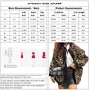 utcoco Womens Leopard Fuzzy Fleece Jacket Crew Neck Button Down