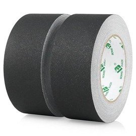 BOMEI PACK 2 rollos Cinta Gaffer Negra, 1.88 Pulgadas x 20 Yardas Por Rollo, Impermeable, Sin Residuos, Fácil de Rasgar, Cinta de Tela Gaffer para Fot