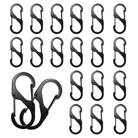 20 Pcs Carabiner Clips, Small Black Carabiner Keychain with Hook, Dual Spring Keyring Clip for Camping Hiking Fishing Travel Key Chains