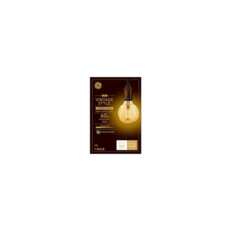LED Vintage Light Bulb, G30, Warm White, Amber Bulb, 400