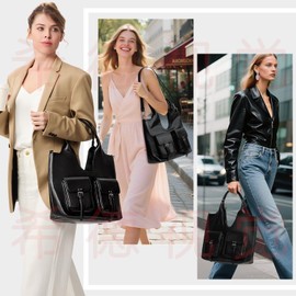 doldlon Trendy Tote Shoulder Bags for Women handbags Crossbody Bag PU Leather Large Size with Adjustable Shoulder Strap black(Black#1)