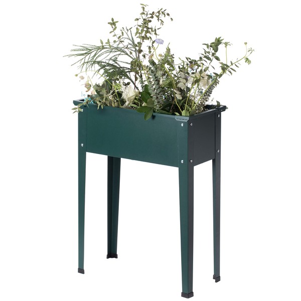 Gardenised Green Freestanding Raised Garden Bed Rectangular Flower Planter,QI003908G