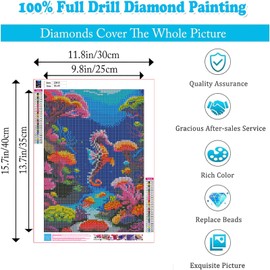 Ecdivjs Seahorse Diamond Art Kits for Adults,5D Diamond Painting Kits Seahorse for Adults,DIY Marine Life Gem Art Painting Kits for Gift Home Wall Decor 12x16inch