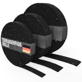 Terrace Pads Roll 2 m x 50 mm x 3 mm - Building Protection Mat Made of Rubber Granulate for Patio & Decking - WPC Substructure - Non-Slip, Made in Germany