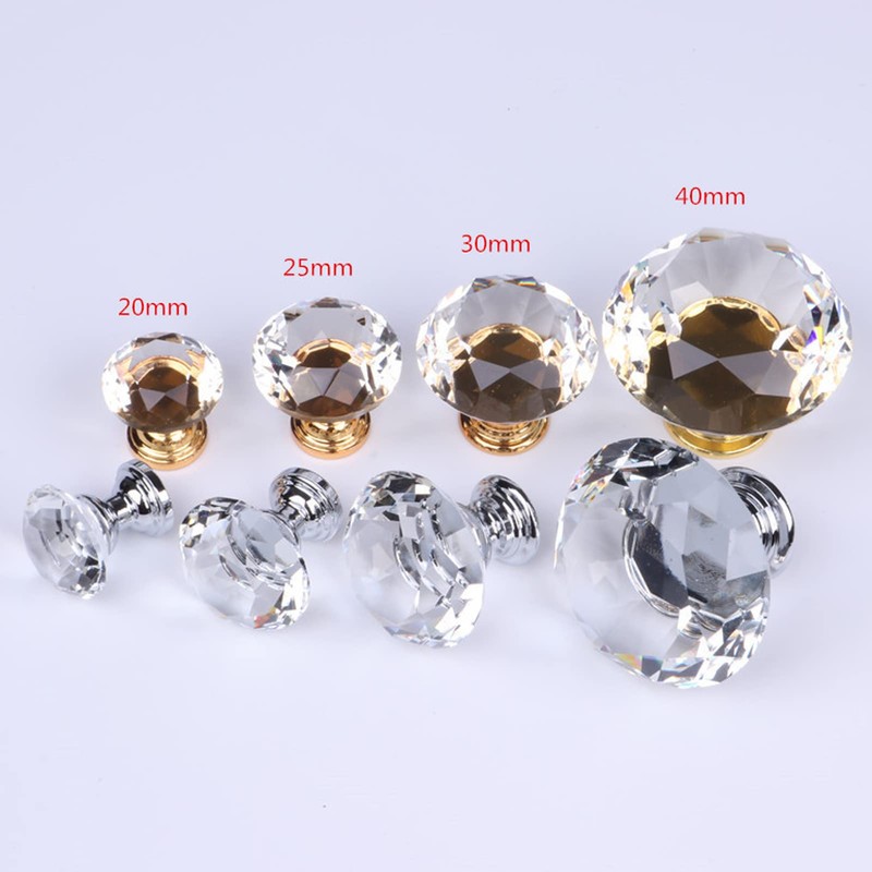 Yesmin Crystal Door Knobs,2 Pcs 40MM Crystal Drawer Carbinet Door