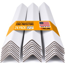 Paclord 24" x 2" x 2" Reinforced Cardboard Edge Protectors, White (Pack of 24) – 0.12" Thick Medium-Duty Cardboard Corner Protectors for Shipping – American Quality V-Board Pallet Edge Protectors