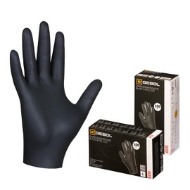 Gebol Black Nitrile Eco, Powder-Free & Latex Free, Disposable Gloves with High Tear Resistance, Nitrile Gloves with Polymer Coating for Men and Women, Size M (Size 8), Black, Pack of 100