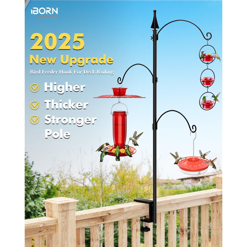 iBorn Bird Feeder Hook for Deck Railing Outside Hanging for
