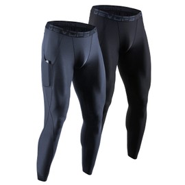 DEVOPS Men's Thermal Underwear Pants, Athletic Leggings Base Layer Bottoms with Fly (X-Large, Black/Charcoal)