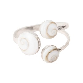 Sterling Silver Shiva Eye Ring - Natural Stone Santa Lucia, Shell, Natural shell