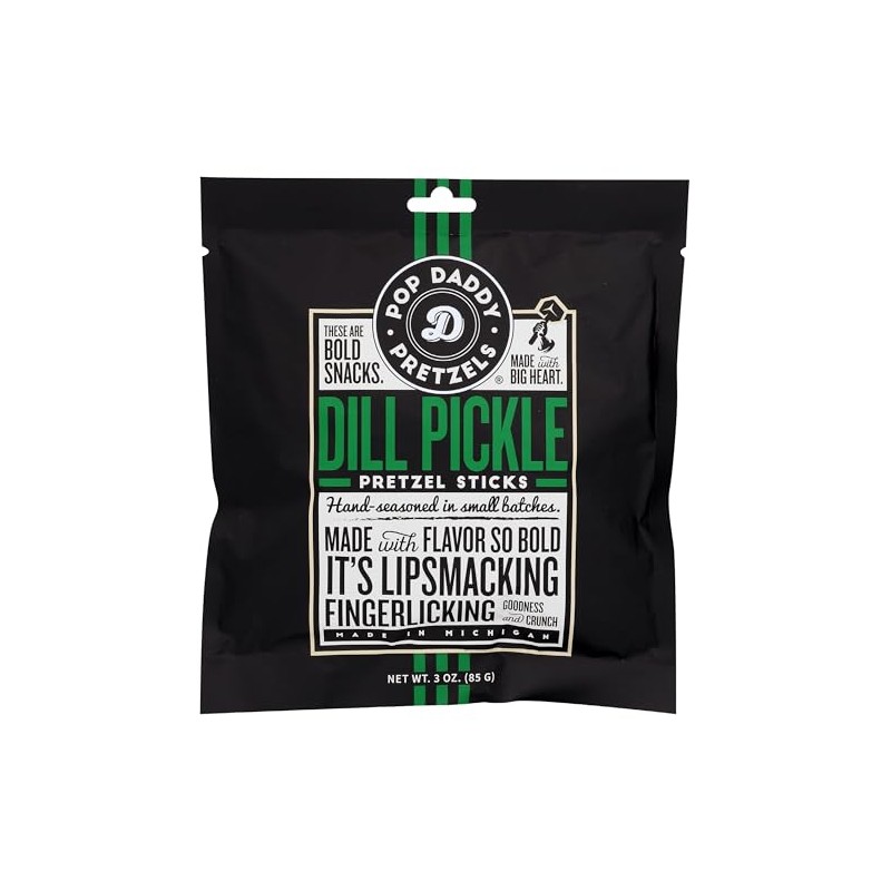 Pop Daddy Pretzels Pretzel Sticks, Dill Pickle, 3 Ounce (Pack
