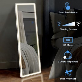 DUMOS 20"×63" Full Length Mirror with Light, LED Floor Full Body Mirror with 3 Color Lighting, Wall Mounted Stand Mirror for Bedroom, Dressing Room, Living Room, Bathroom