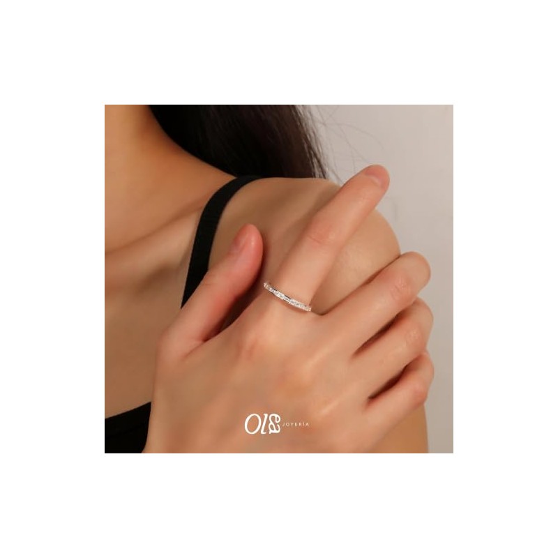 OLEA Anillo Ajustable de Promesa o Compromiso, Churumbela Plata 925
