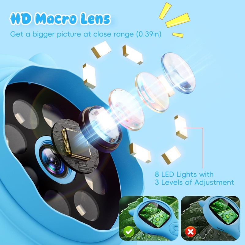 Outdoor Exploration Microscope for Kids, 500X Portable Digital Microscope with
