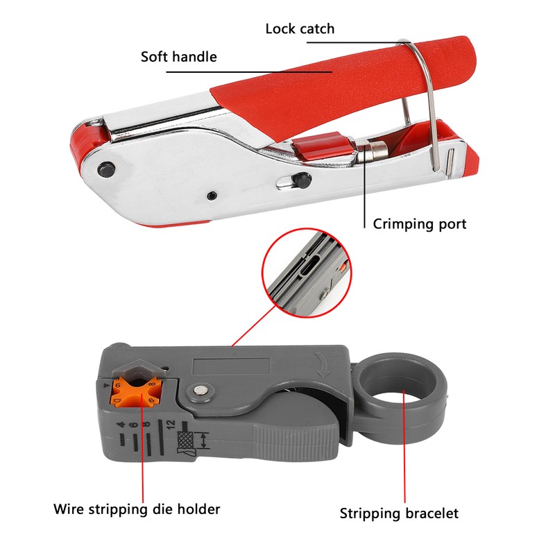 Coaxial Cable Crimping Tool Kit Tool Steel Cable Crimper and