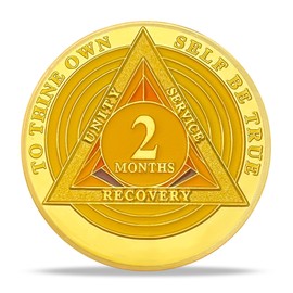 2 Month Sobriety Coin - AA Chips and Medallions with Serenity Prayer - Ideal Sobriety Gifts for Women & Men - Alcoholics Anonymous Recovery Token - Colorful Triangle AA Coins and AA Chips