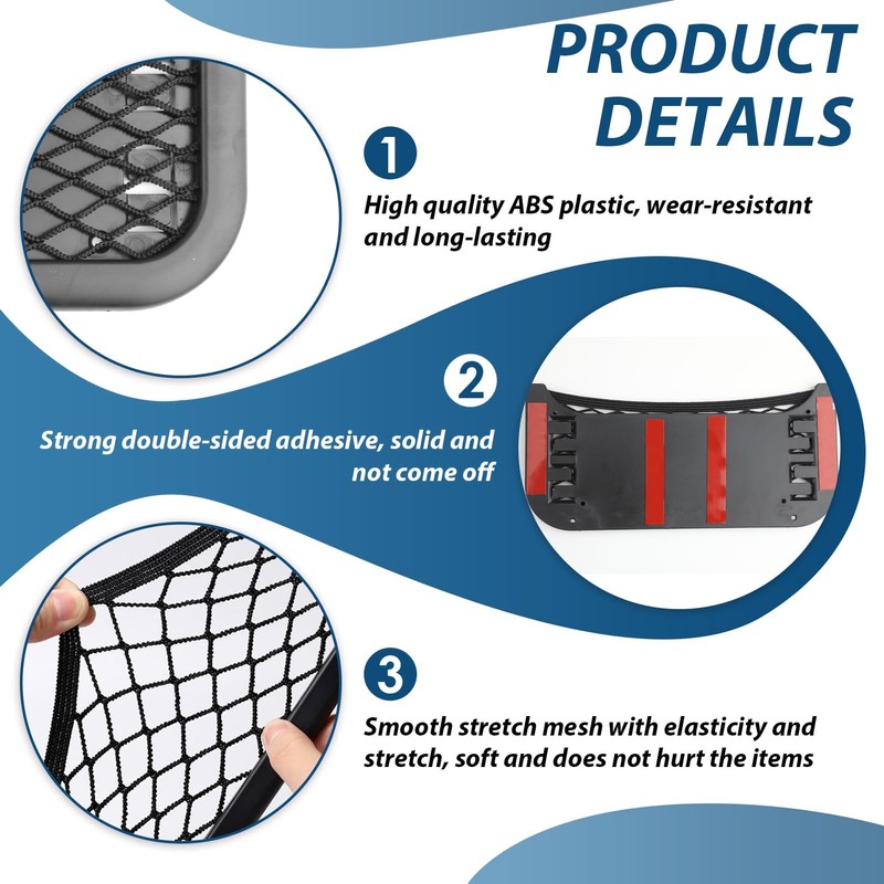 2 Pcs Storage Nets Bag for Campervans Elastic Mesh Car