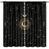 Moon Star Curtains, Minimal Baroque Black Glitter Golden Geometry Universe
