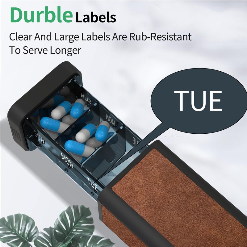 TOMSKYE Pull-Out Pill Case, Premium Leather Portable Pill Case, Dustproof,