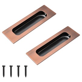 MOROBOR Recessed Finger Pulls, 2PCS Rectangular Flush Pulls 4.7 Inch Length Sliding Door Handles, Stainless Steel Cabinet Pulls for Wardrobe Drawer Pulls (Red Bronze)