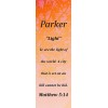 Parker "Light" Keepsake Name Meaning Bookmark with Bible Verse and