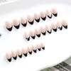 Black French Tip Almond Press On Nails with Glue, Glossy