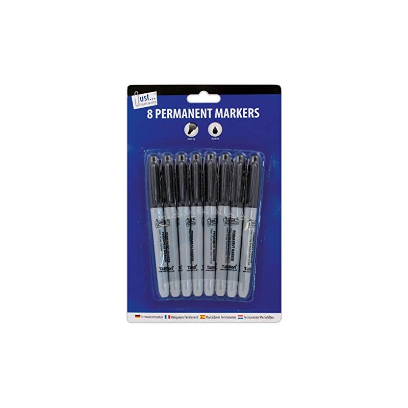 Just stationery 8 Black Permanent Markers Black