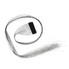 WOONEKY 1000pcs Hair Tinsel Extensions for Women and Girls Holographic Glitter Highlights for Parties of Strands Silver Easy to Use No Hair Damage for Night and Daily Wear