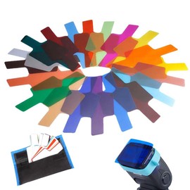 DWFEYOl Colour Filter Set, 20 Pieces Camera Colour Filter and Bag Plastic Colour Film 20 Colours Colour Films Gel Transparent Coloured Film Headlight Film for LED Lamp