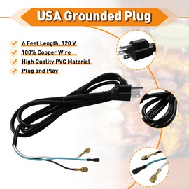 110V Power Cord for GMG Green Mountain Grill Jim Bowie & Daniel Boone 110V Choice Model Pellet Grills, P-1091 Power Cord Replacement Part for GMG DB/JB Choice Wood Pellet Grills