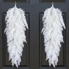 2 Pcs White Christmas Pine Door Swag, 28'' Artificial Cedar