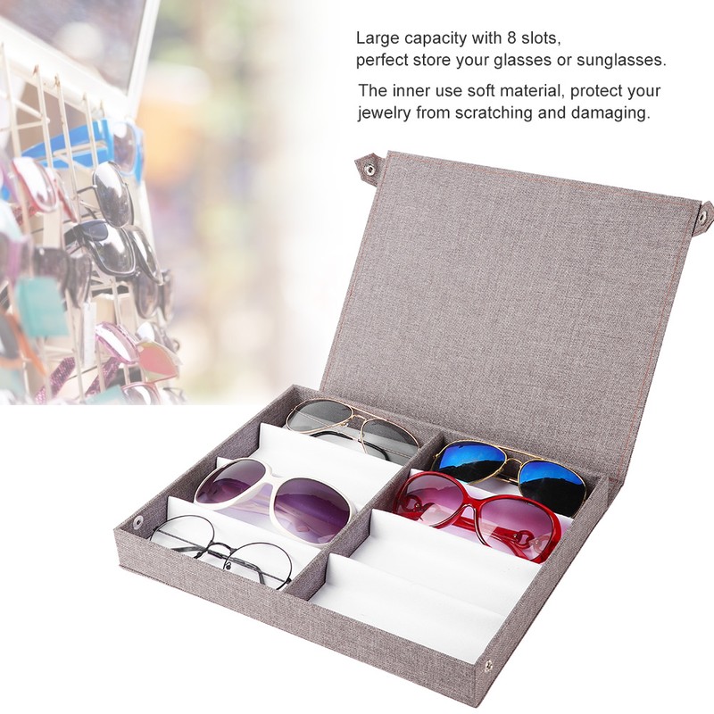8 Slots Glasses Storage Sunglasses Display Jewelry Container Case Organizer