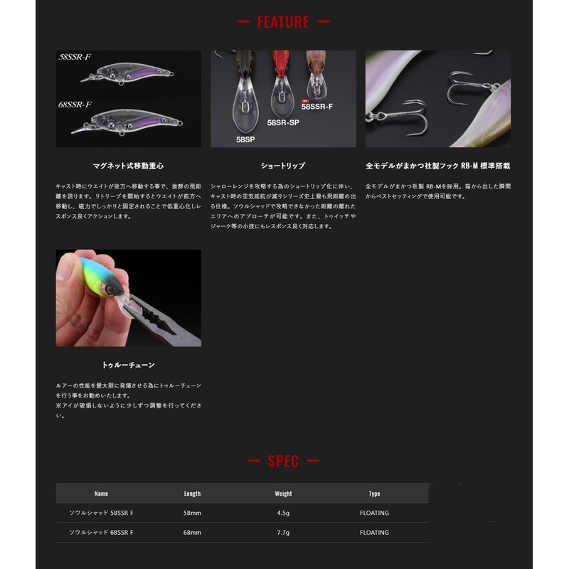 JACKALL Soul Shad 58SSR F Lime Back Chart