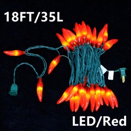 JinBest 35 LED Red Chili Pepper Lights, Commercial Grade Home Decorative Lighting String 18 FT, for Kitchen, Living Room, Party, Garden, Patio.