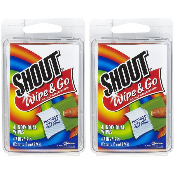 Shout Stain Remover Wipes, Travel Size - 4 ct -