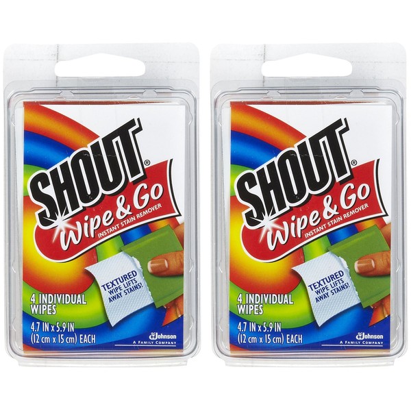 Shout Stain Remover Wipes, Travel Size - 4 ct - 2 pk