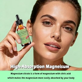 Pure Magnesium Citrate 500mg Liquid Drops, High Absorption Chelated Calm Magnesium for Sleep Relaxation Muscle Bone Nerve & Brain Health, Gentle on St