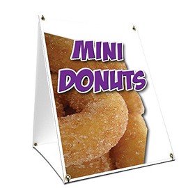 A-Frame Sidewalk Mini Donuts Sign with Graphics On Each Side | 18" X 24" Print Size