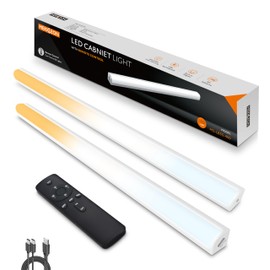 MEKKLEON Under Cabinet Lights Remote Control,2 Pack Magnetic Dimmable Closet Lights,USB Rechargeable Wireless LED Shop Light,Ceiling and Under Counter Lights for Kitchen (White, 40CM)