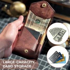 Cartera compacta Multifuncional, Cartera de Cuero Hecha a Mano portátil para Hombres, Ranura para bolígrafo incorporada, Cartera para Poner Billetes Planos para Viajes