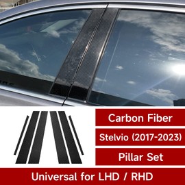 6PCS Car Window Pillars Sticker Decal Passenger Side Carbon Fiber Trim fits for Alfa Romeo Stelvio 949 2017-2023 Accessories - Giulia NOT FIT
