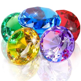 IHLOOTD Diving Jewel Pool Toy, Pack of 5 6 cm Diving Gemstones Diving Toy Children, Colourful Diamond Shape Diving Stones, Large Swimming Toy, for Beach, Treasure Hunting and Diving Training (A)