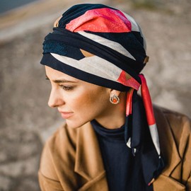 Carebell Lucia Metropolitan Cotton Oncological Scarf for Hair Loss, Navy, One Size, navy, Unit size