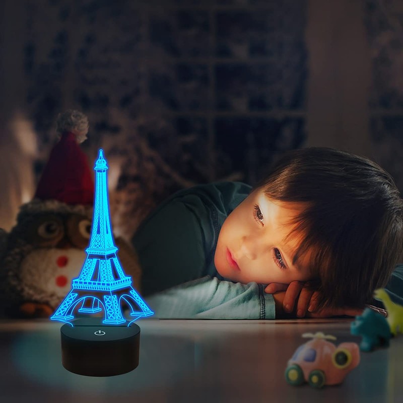 FULLOSUN Eiffel Tower Nightlight 3D Illusion Lamp Visual Bedroom Decoration