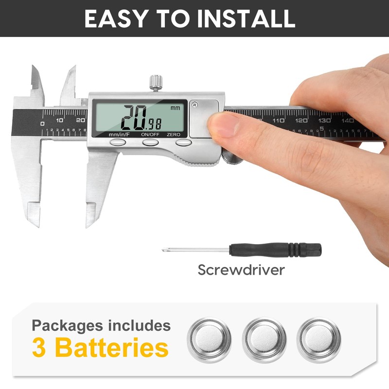 Digital Caliper Measuring Tool, 6 Inch Caliper Tool with Large