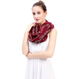 Lina & Lily Women's Loop Scarf Tube Scarf with Music Motif, darkred