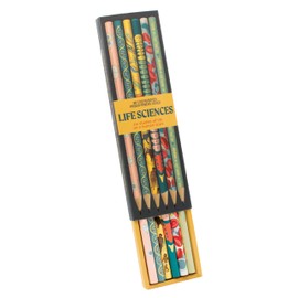 The Unemployed Philosophers Guild Life Sciences Pencil Set - Box Wooden Paint-Dipped Unsharpened #2 Lead Pencils, Set of 6 Unique Designs