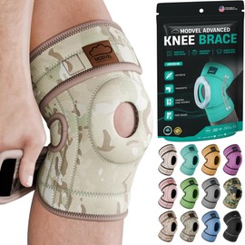 Modvel ELITE Knee Brace With Side Stabilizers & Patella Gel Pads for Maximum Knee Pain Support and Fast Recovery for Men and Women, Knee Pad for Running, Workout, Arthritis, Joint Recovery. S-M ARMY LIGHT