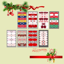 JERCLITY 16 Sheets Christmas Nail Polish Strips Full Nail Wraps for Women Christmas Nail Art Santa Claus Christmas Tree Nail Polish Wraps with Nail File